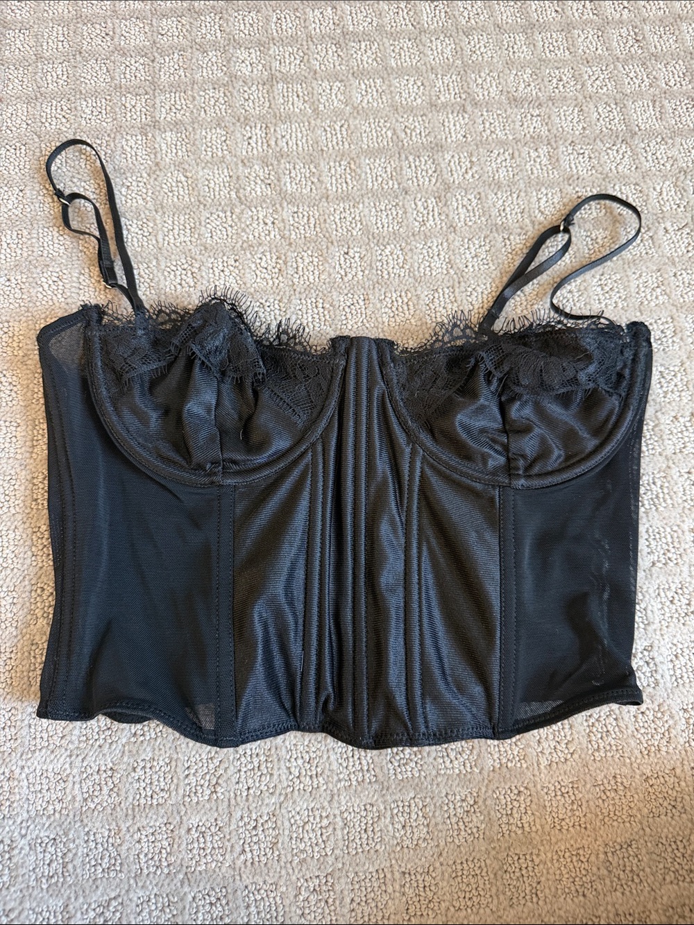Black Lace Bustier Crop Top